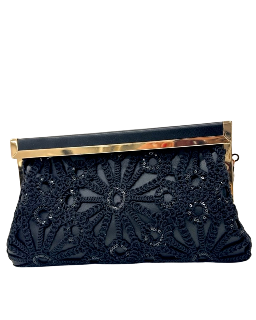 Clutch in Pizzo Bianco con Chiusura Oro