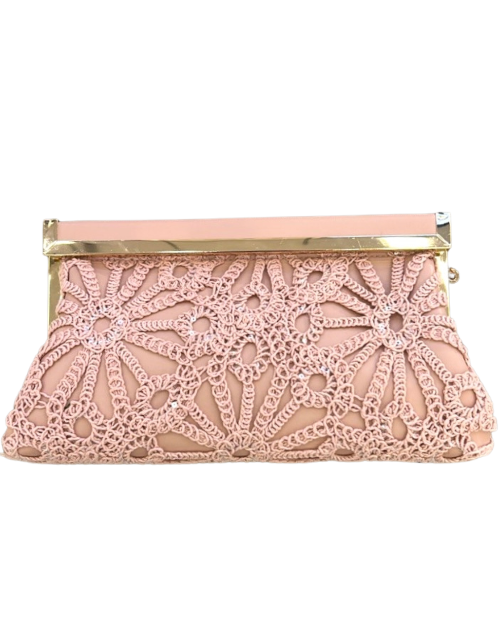 Clutch in Pizzo Bianco con Chiusura Oro