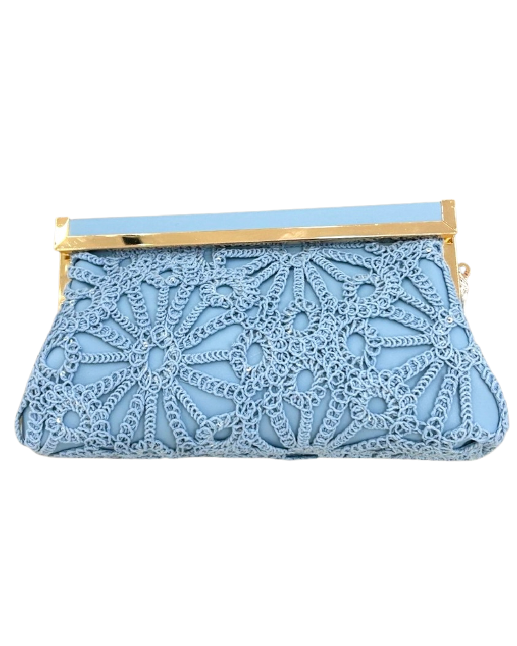 Clutch in Pizzo Bianco con Chiusura Oro