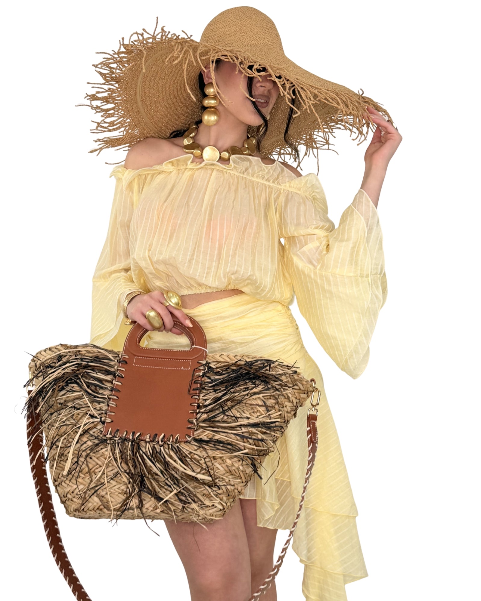 Borsa Maxi Intrecciata con Frange