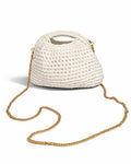 Borsa Intrecciata Bianca con Catena Oro – Mini Bag Elegante a Mano & Tracolla