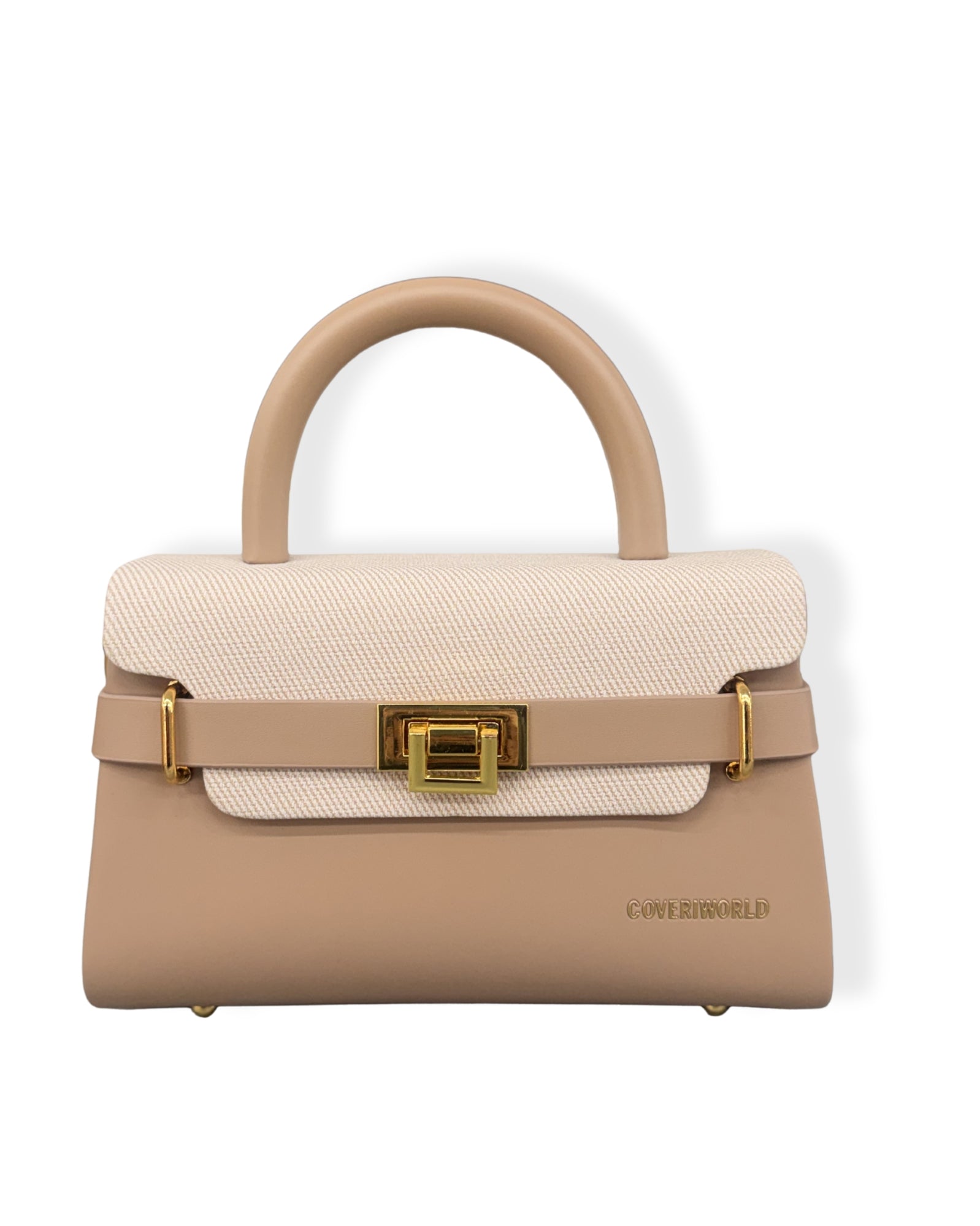Borsa a Mano Elegante Bianca con Dettagli Oro
