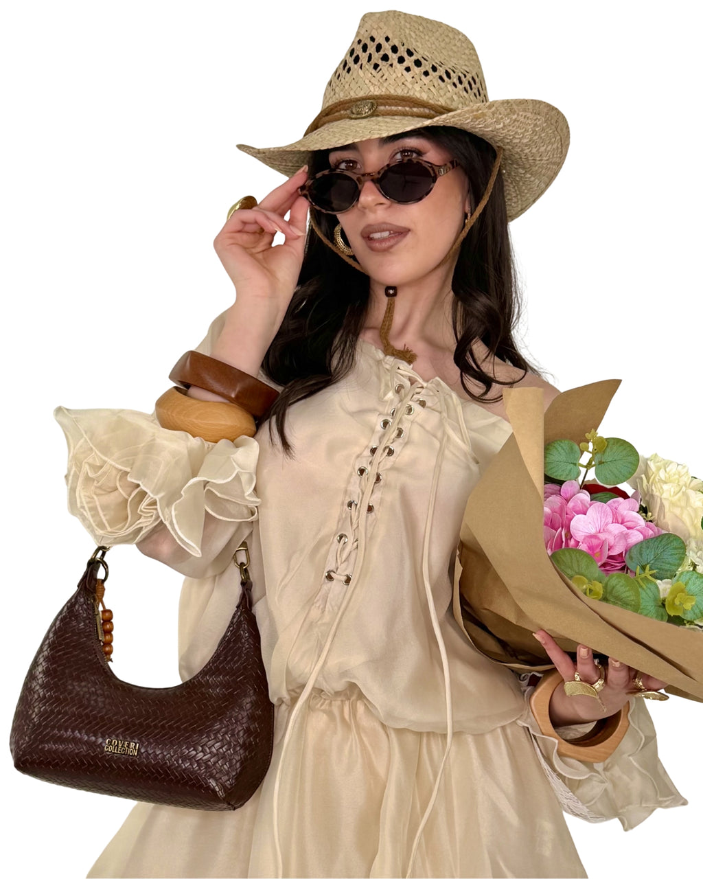 Borsa Hobo Intrecciata Marrone