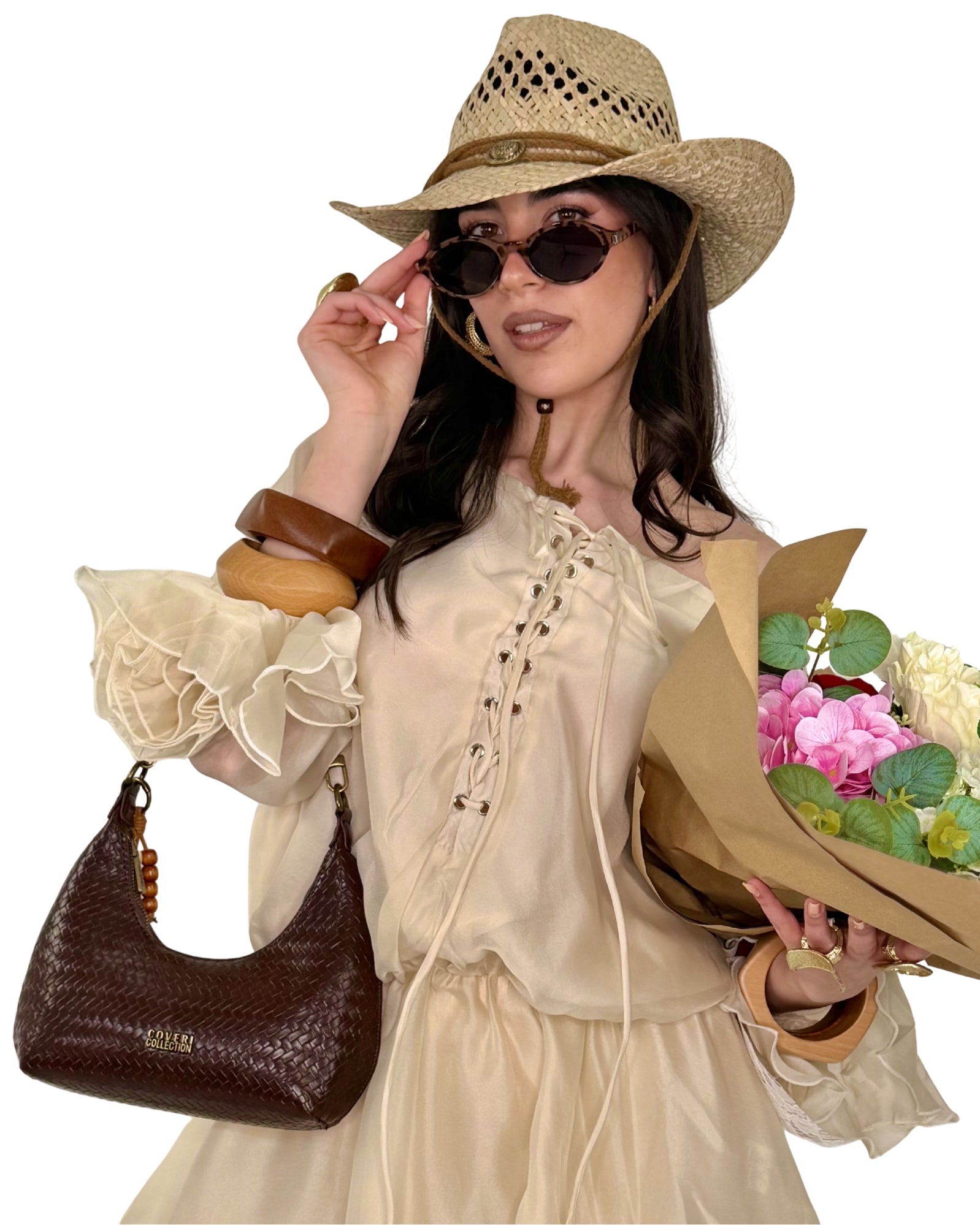 Borsa Hobo Intrecciata Marrone