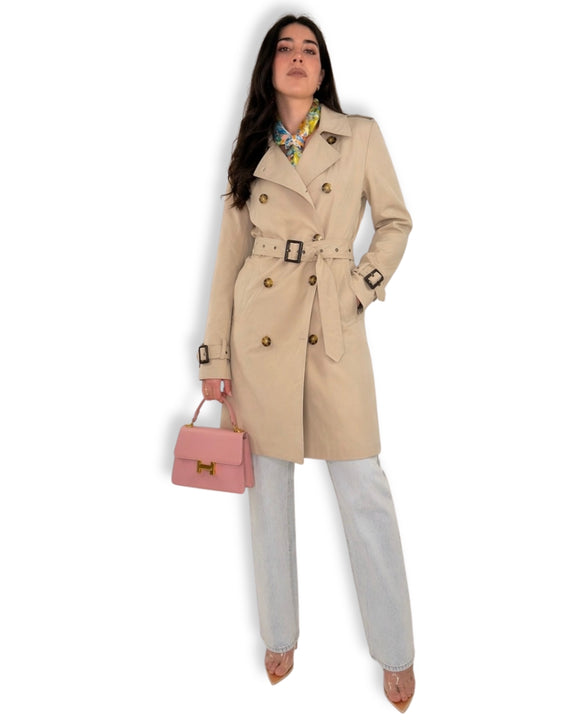 Trench Doppiopetto Beige con Cintura