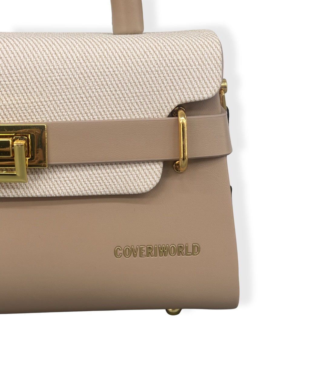 Borsa a Mano Elegante Bianca con Dettagli Oro