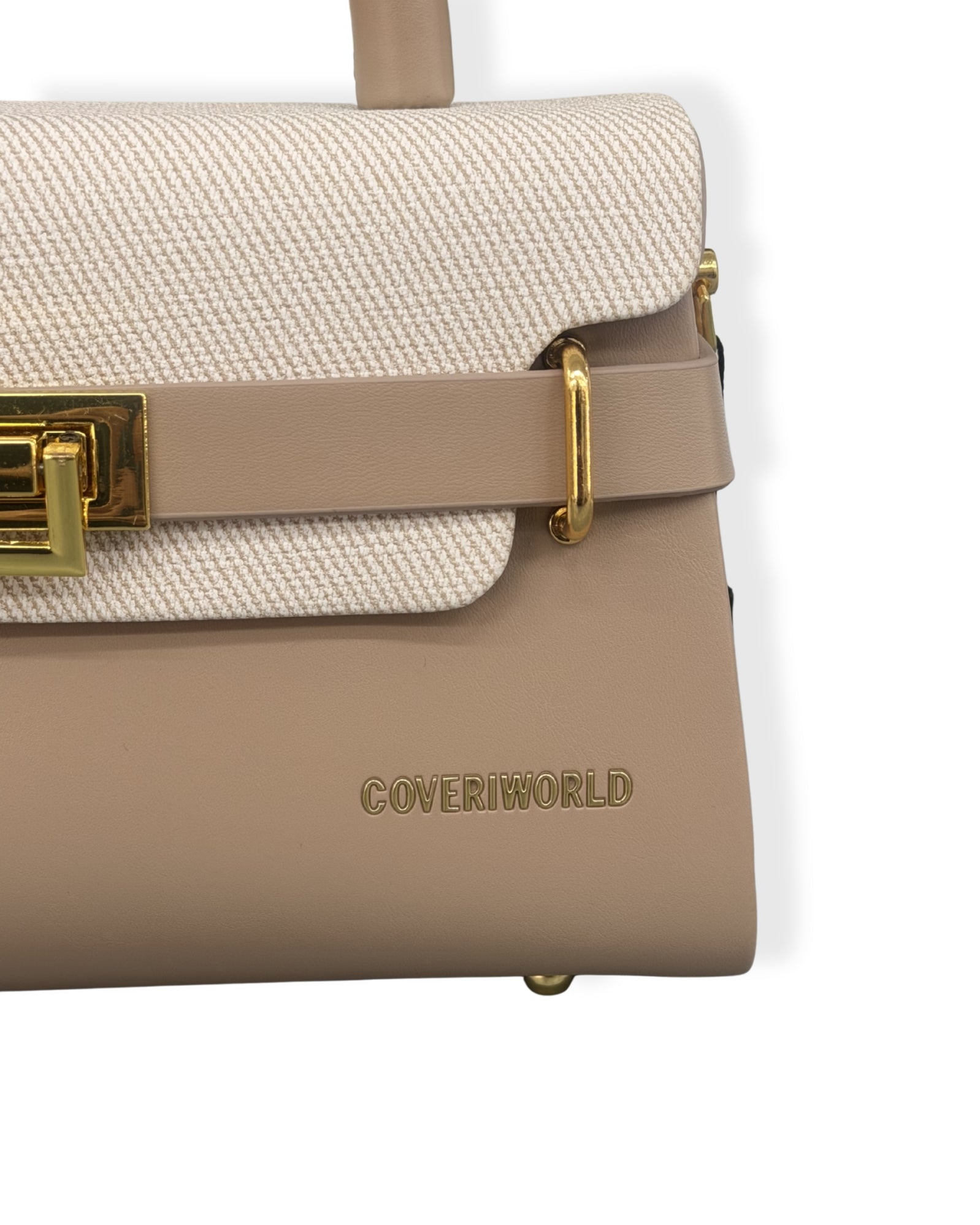 Borsa a Mano Elegante Bianca con Dettagli Oro