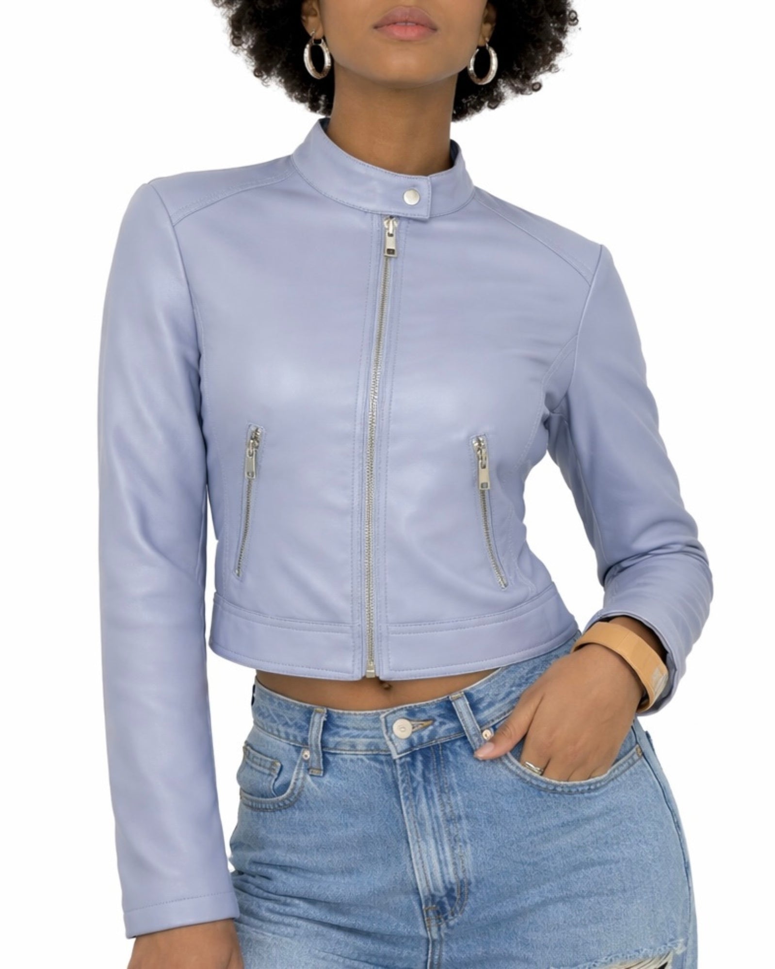 Giacca Biker Crop in Ecopelle