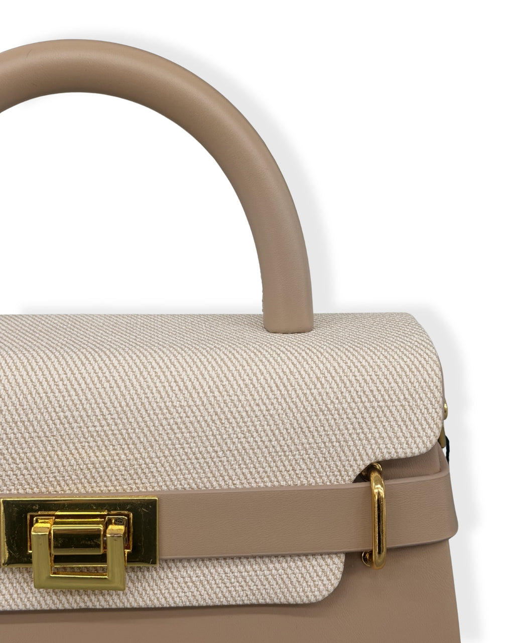 Borsa a Mano Elegante Bianca con Dettagli Oro