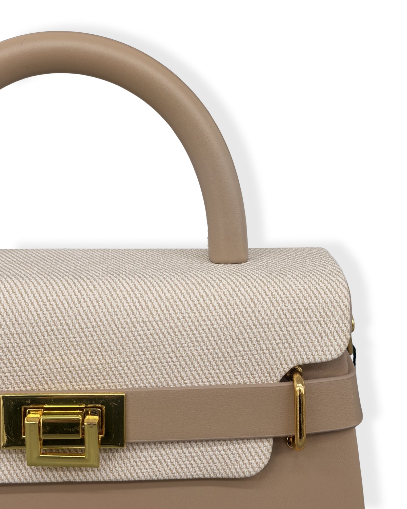 Borsa a Mano Elegante Bianca con Dettagli Oro