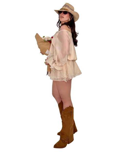 Abito Mini Boho con Volant