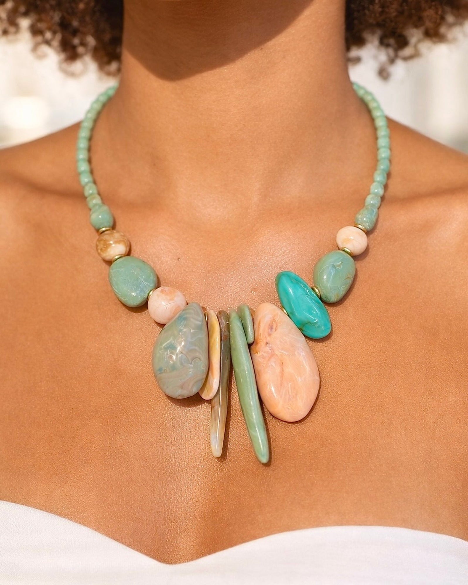 Collana Statement Multicolor con Pietre Naturali