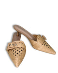 Mules Intrecciate Beige con Fibia