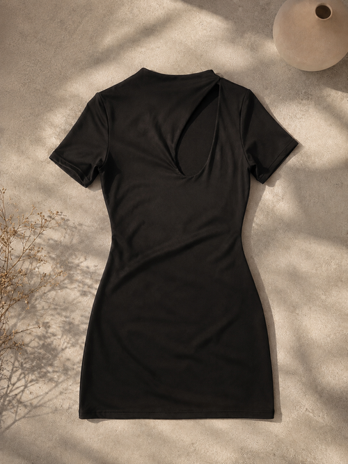 Abito Corto Aderente con Cut-Out Monospalla