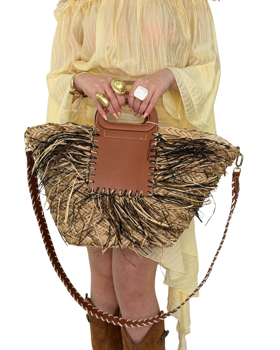 Borsa Maxi Intrecciata con Frange