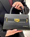 Borsa a Mano Elegante Bianca con Dettagli Oro