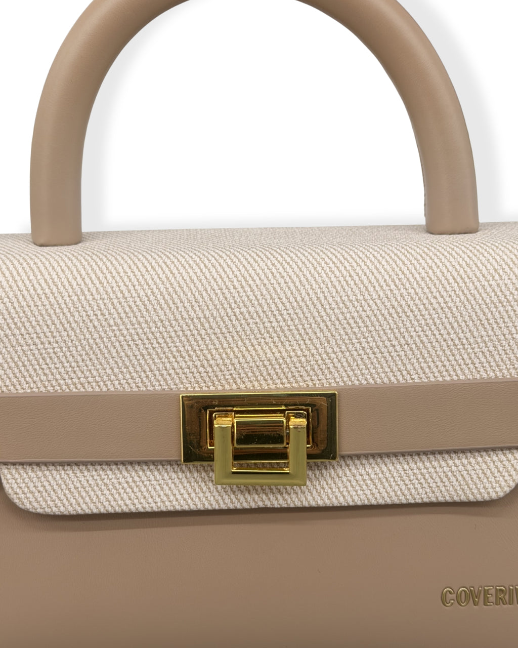 Borsa a Mano Elegante Bianca con Dettagli Oro
