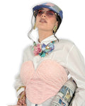 Top Bustier in Pizzo Rosa Cipria con Design Cuore