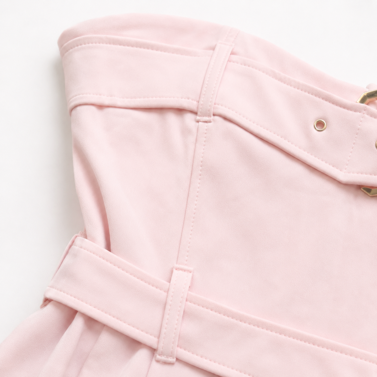 Abito Bustier Plissé con Doppia Cintura