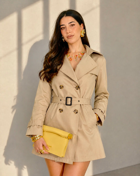 Trench Corto Donna con Cintura –