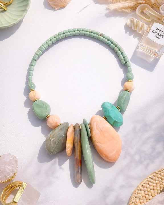 Collana Statement Multicolor con Pietre Naturali