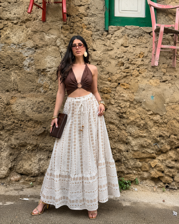 Gonna Maxi Boho-Chic Geometrica: Stile, Comfort e Libertà