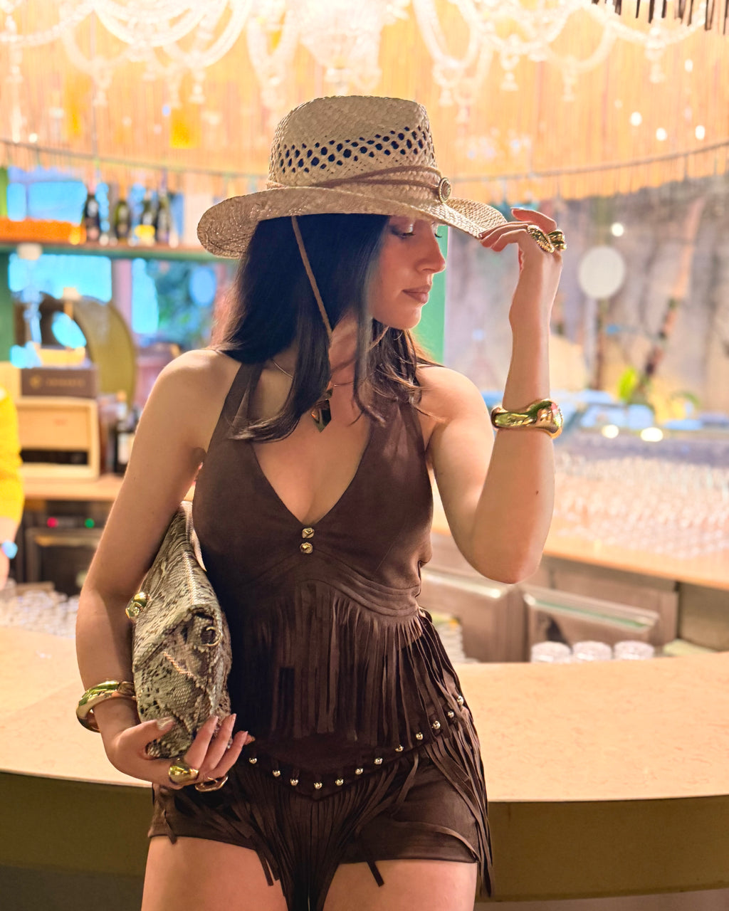 Completo Boho Marrone con Frange