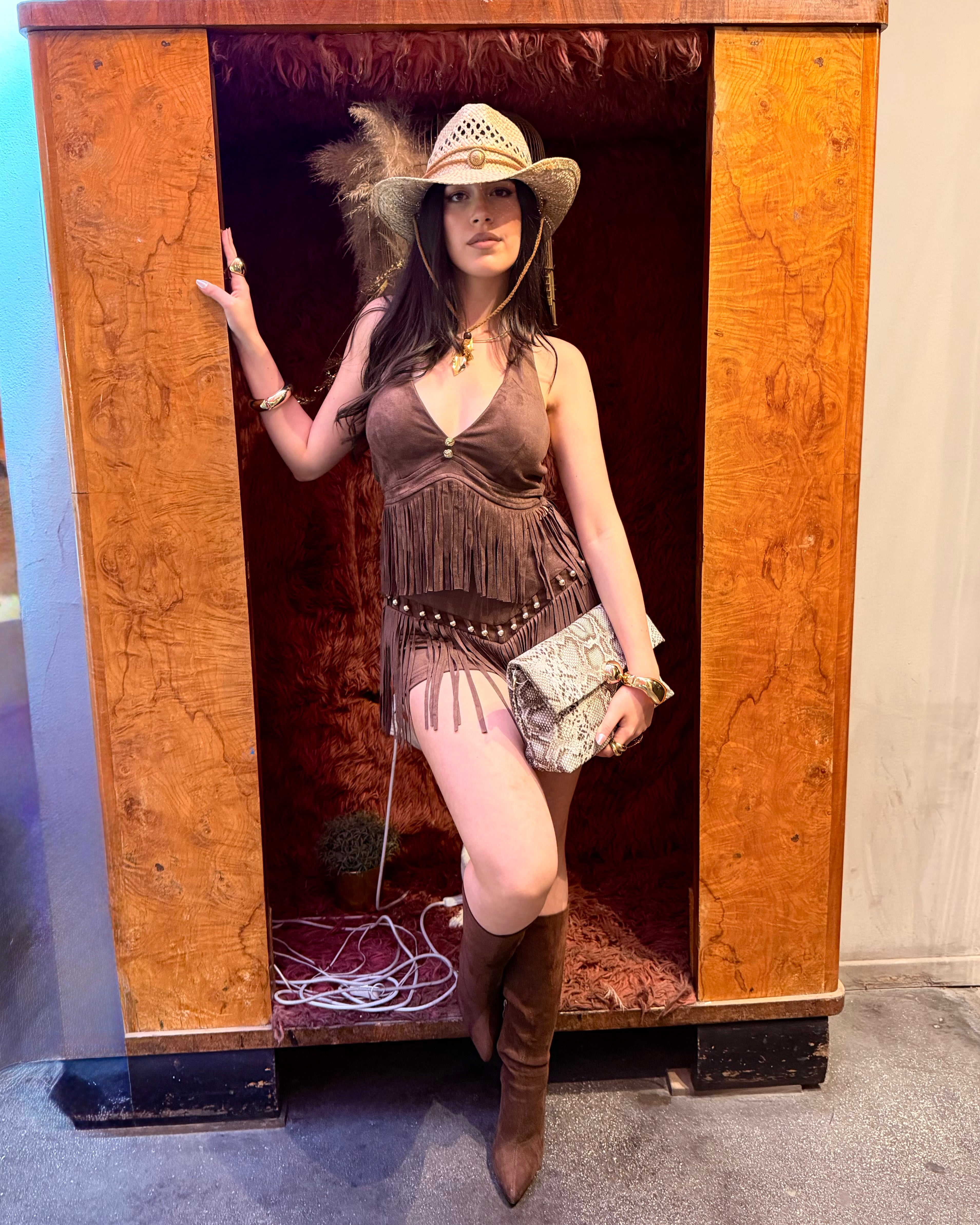 Completo Boho Marrone con Frange