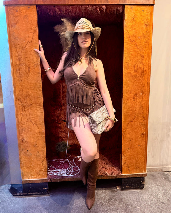 Completo Boho Marrone con Frange