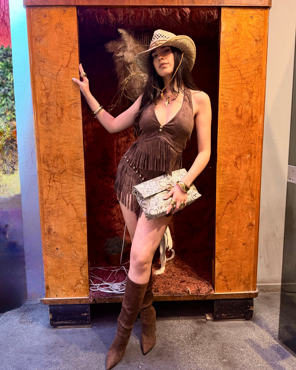 Completo Boho Marrone con Frange