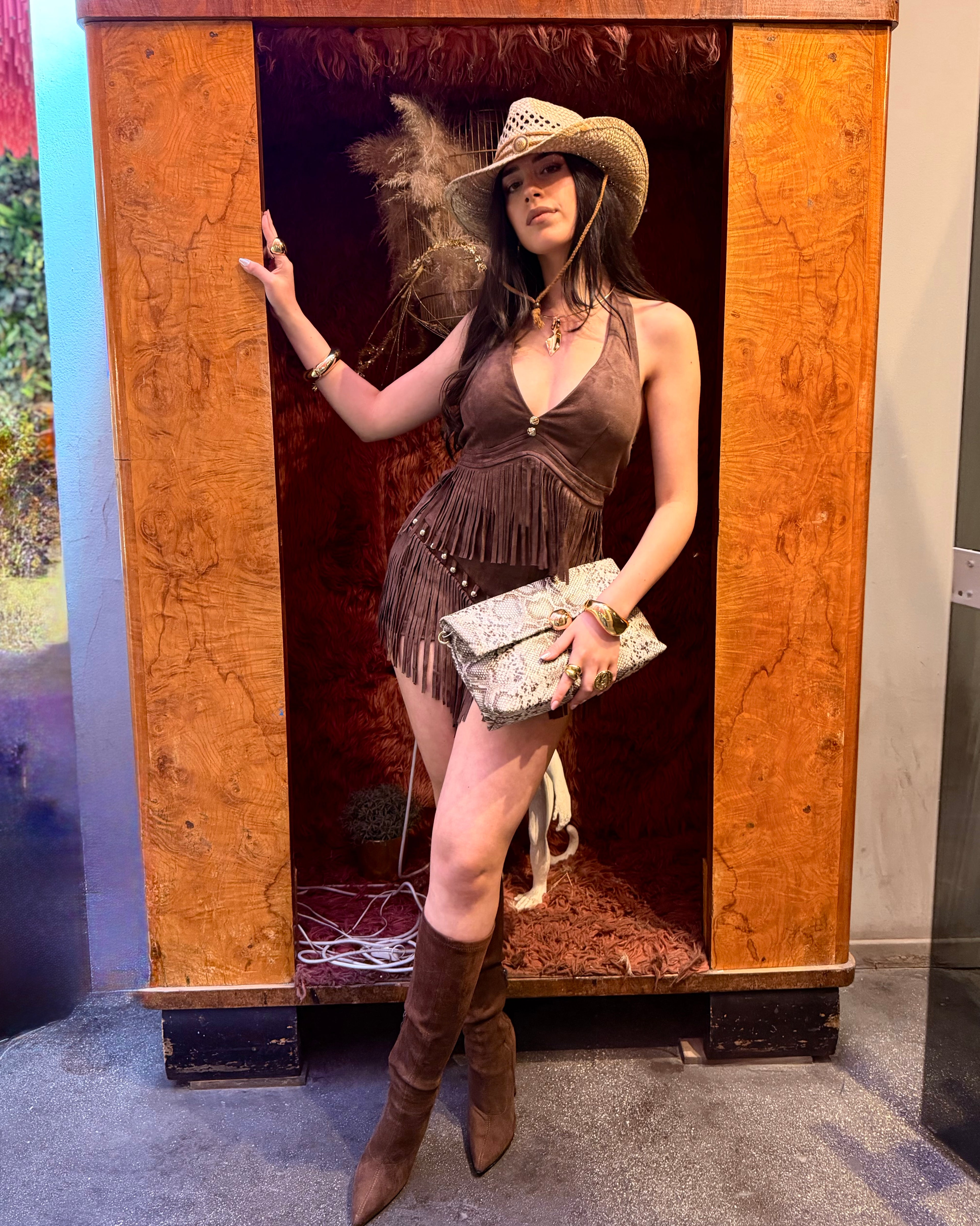 Completo Boho Marrone con Frange