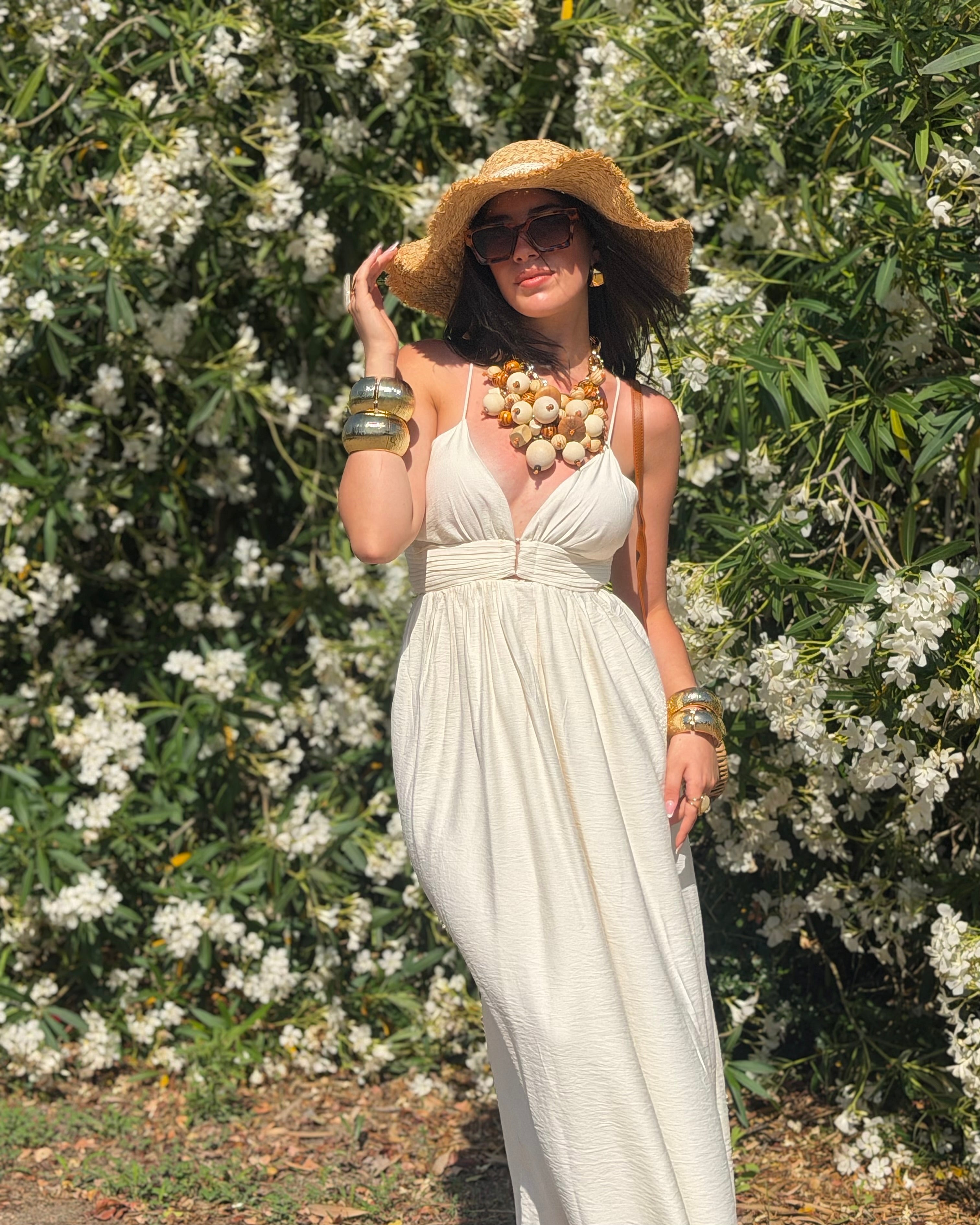 Abito Lungo Donna Bianco con Schiena Scoperta – Elegante, Estivo e Fluido