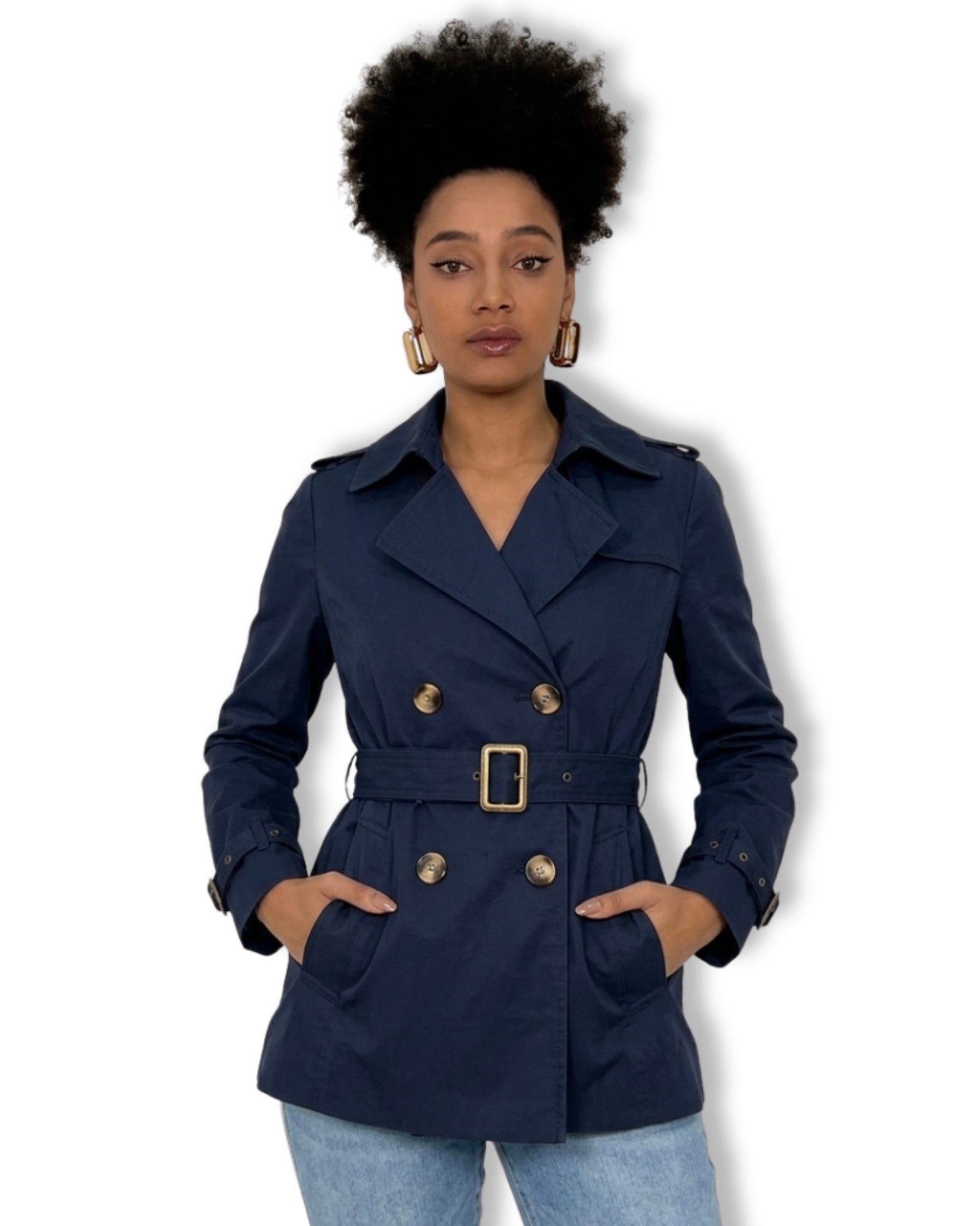 Trench Corto Donna con Cintura –