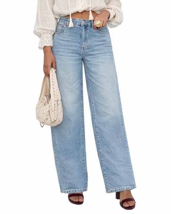 Jeans Wide Leg Denim Chiaro