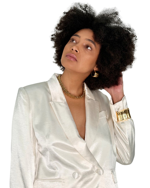 Blazer Satin con Schiena in Pizzo