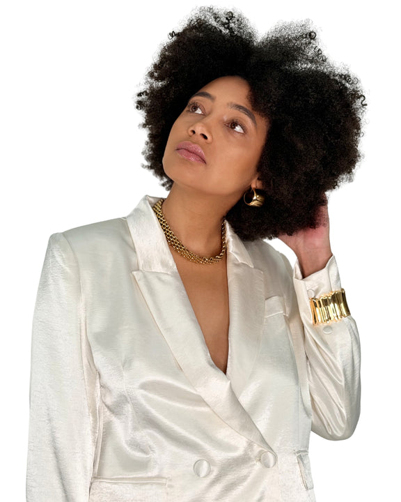 Blazer Satin con Schiena in Pizzo