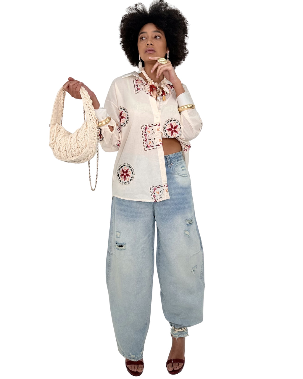 Jeans Balloon Denim Chiaro Effetto Vintage
